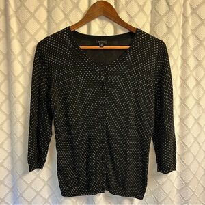 Talbots Black and White Polka Dot Cardigan